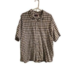 Untuckit Oltrepo sz XXXL linen check plaid short sleeve button down shirt MT28